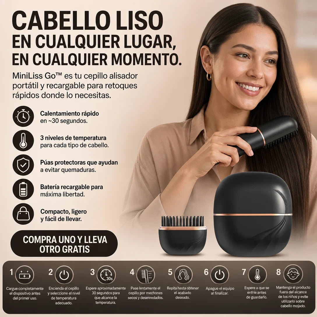 MiniLiss Go™ - Cepillo alisador portátil recargable.