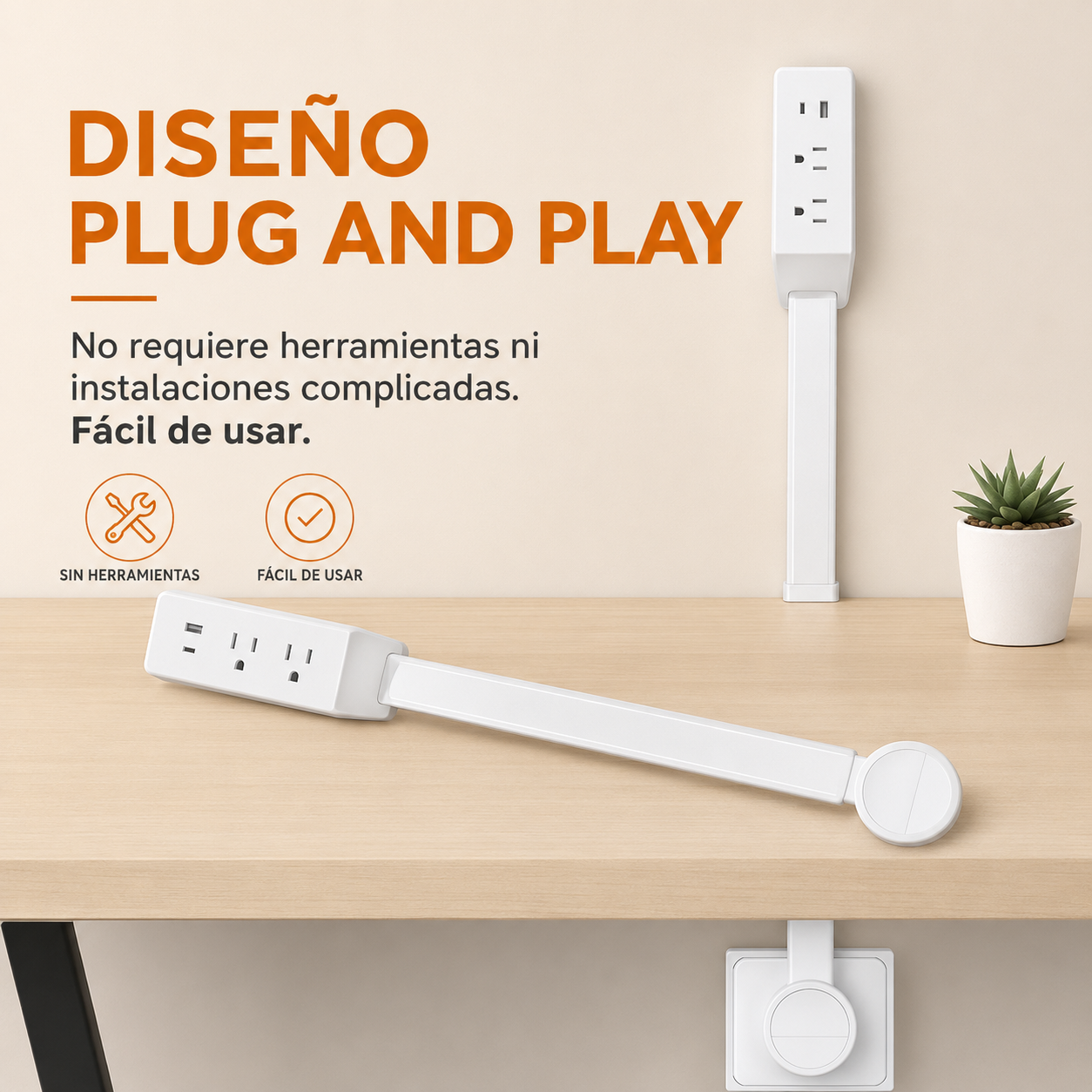 FlexiEnchufe™ 180° - Extensión Giratoria que Aprovecha Cada Centímetro de tu Hogar