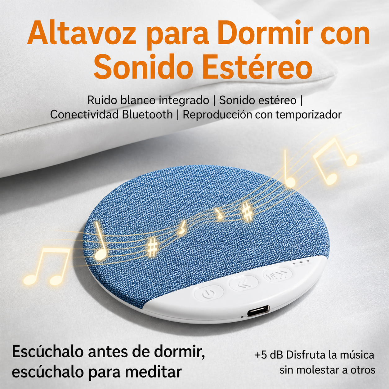 RelaxaSleep™ – Bocina Tipo Almohada Bluetooth para Dormir y relajarte