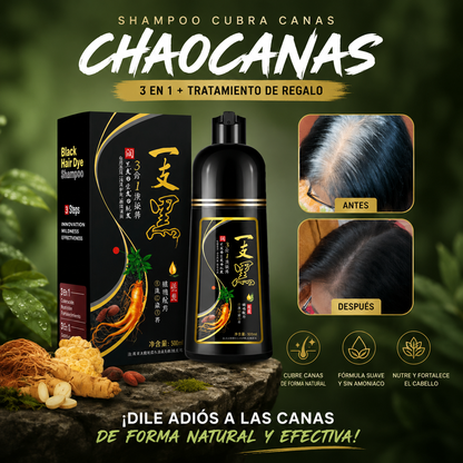 Chao Canas™ - Shampoo 3 En 1 Para Teñir Canas -500ml