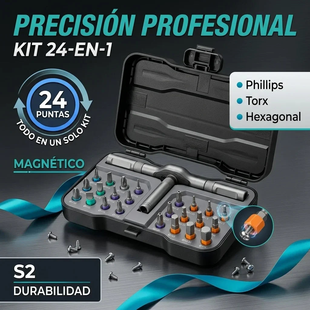 Magnetic Pro Tool 24™ – Kit Destornillador Magnético 24 en 1