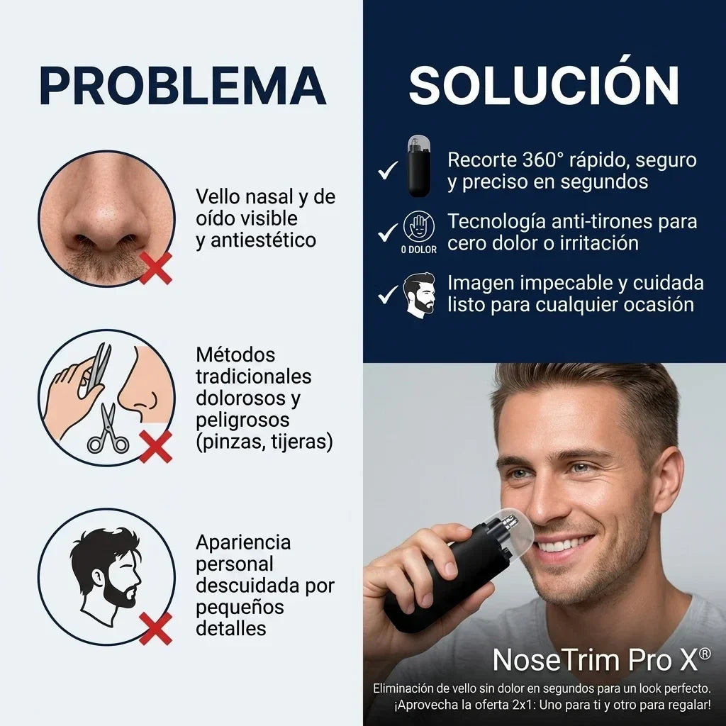2X1 NoseTrim Pro X® - Recortadora de Vello Nasal sin Dolor