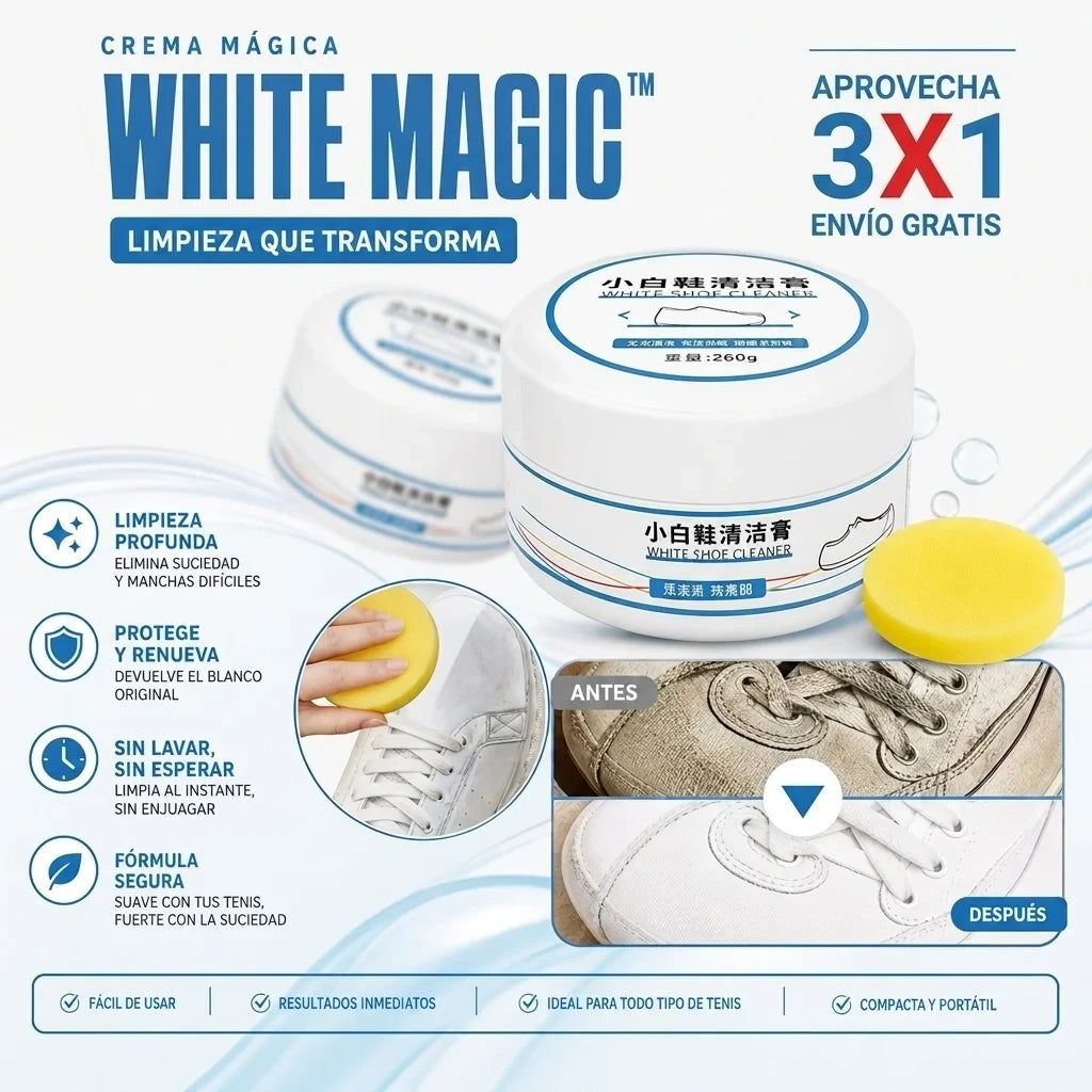 3X1 🤍 WHITE MAGIC™ Crema mágica limpiadora de tenis
