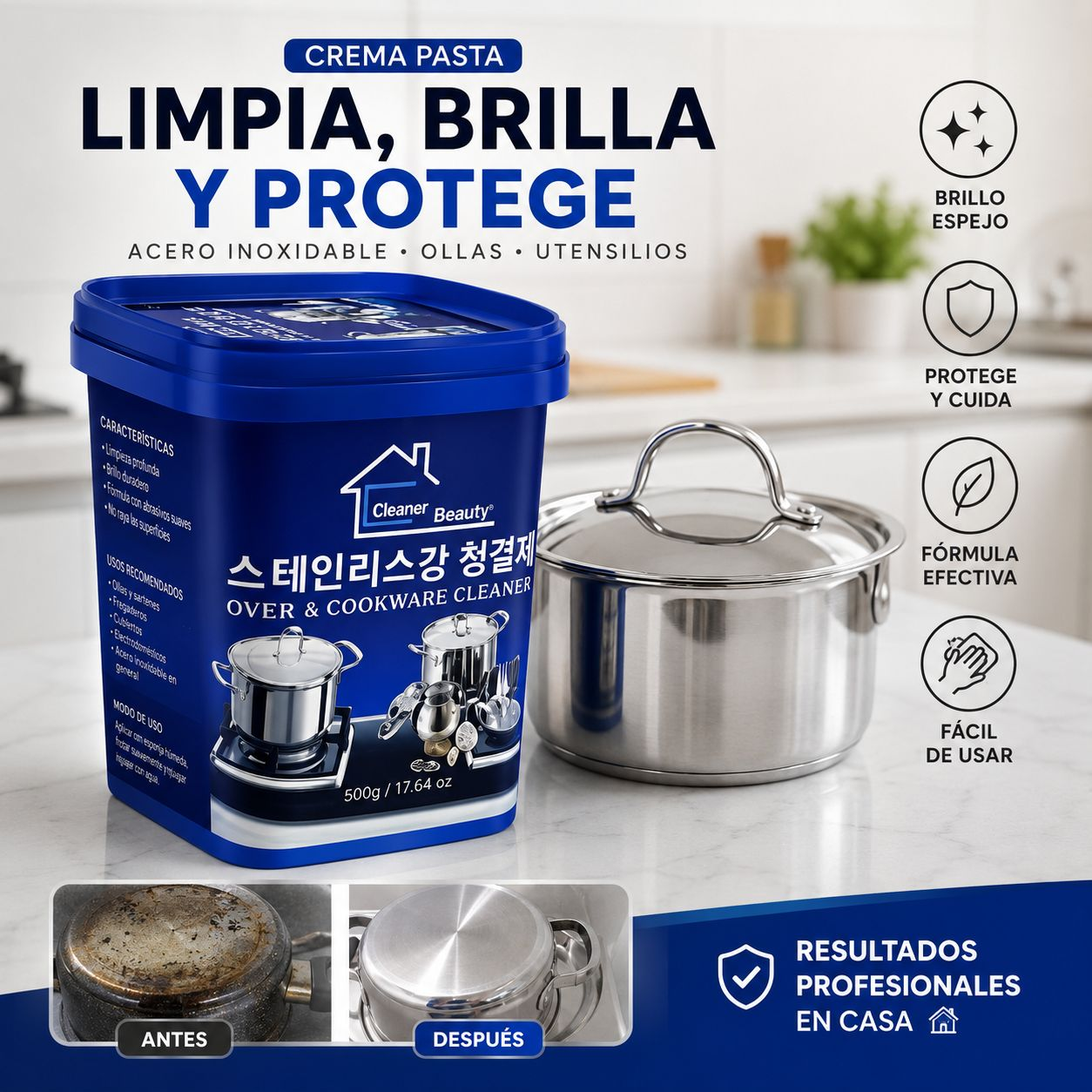 2X1 BrillaSteel™ – Removedor de Grasa y Manchas